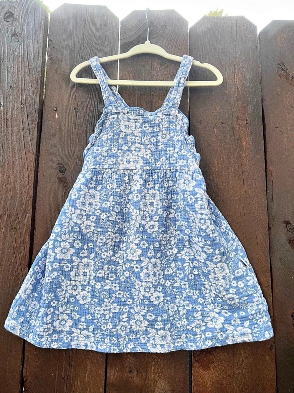 Rabbit + Bear Girls Floral Dress in Blue & White-Size 3T- 100% Organic Cotton